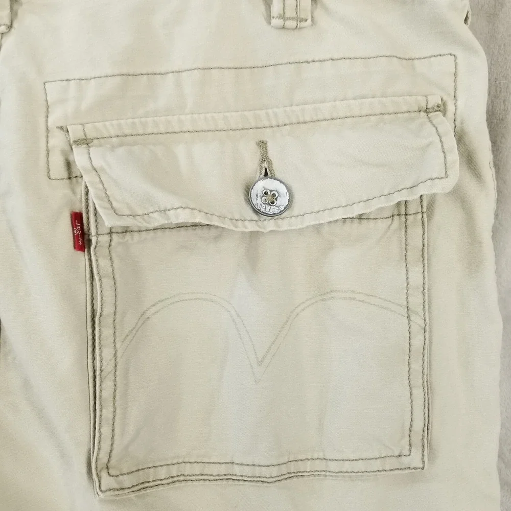 Vtg Levi's Squad Cargo Shorts Men 34 Beige‎ Zipper Fly Y2K Grunge Skater Baggy
